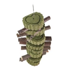 Подвес из яблоневых палочек с сердечками из луговых трав