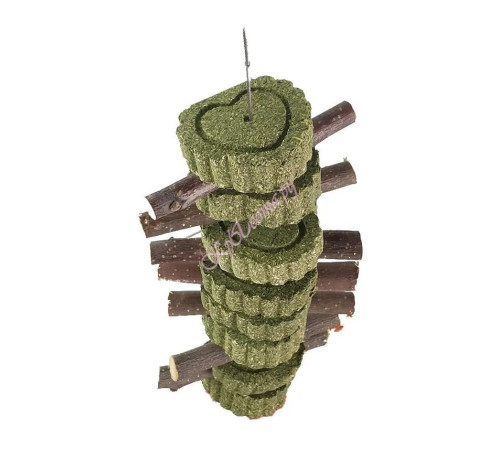 Подвес из яблоневых палочек с сердечками из луговых трав