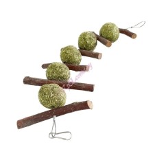 Подвес из яблоневых палочек с шариками из луговых трав