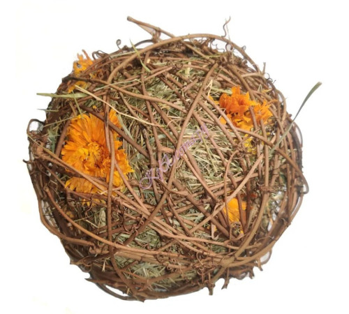 HF Плетеный шар с горным сеном и цветами календулы