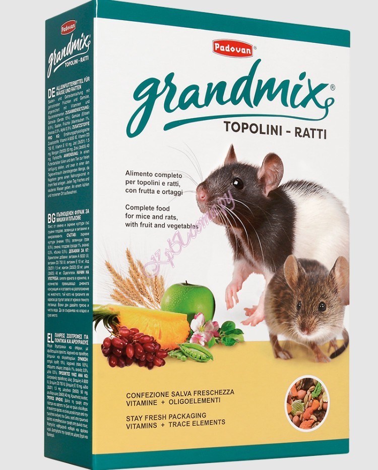 Padovan основной корм для крыс и мышей Grandmix Topolini Ratti 400 г.