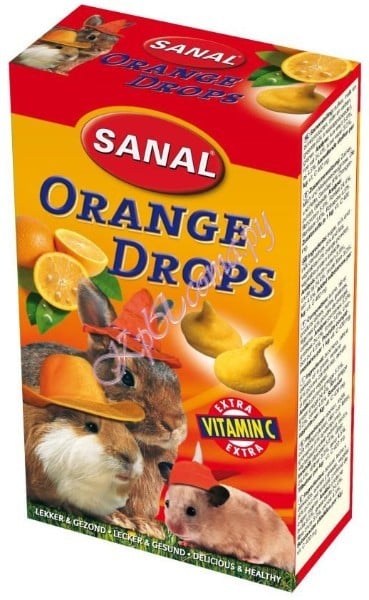 Sanal дропсы для грызунов апельсин + вит.с Orange Drops