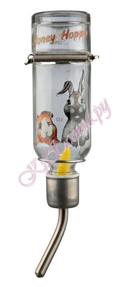 Trixie поилка ниппельная стеклянная с рисунком Honey & Hopper 250
