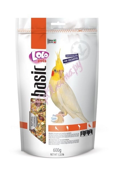 Полнорационный корм для средних попугаев, Дойпак Lolo Pets Food Complete для корелл Doypack 600 г.