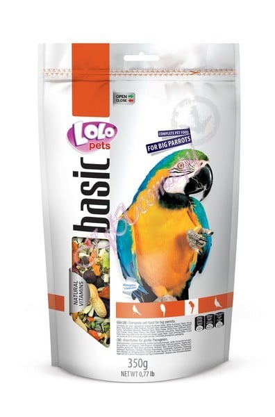 Полнорационный корм для крупных попугаев, Дойпак Lolo Pets Food Complete Parrots Doypack 350 г.