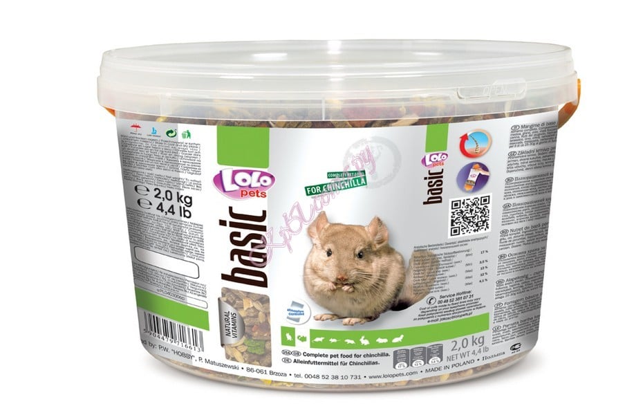 Полнорационный корм для шиншилл, Ведро Lolo Pets Food Complete Chinchilla Bucket 2 кг.