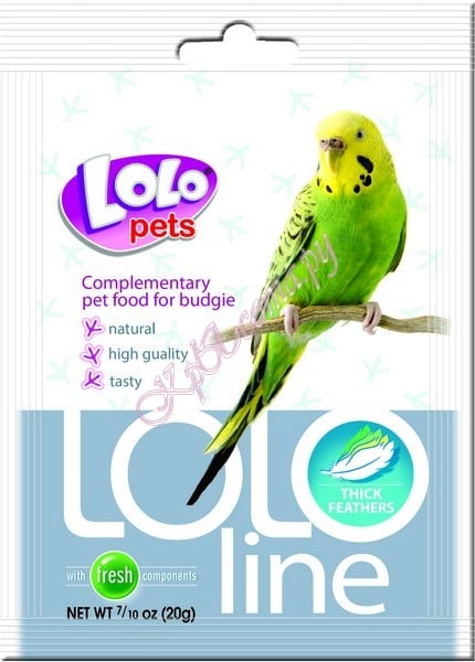 Подкормка для волнистых попугаев Густые перья LoLo Pets Lololine Thick feathers 20 г.