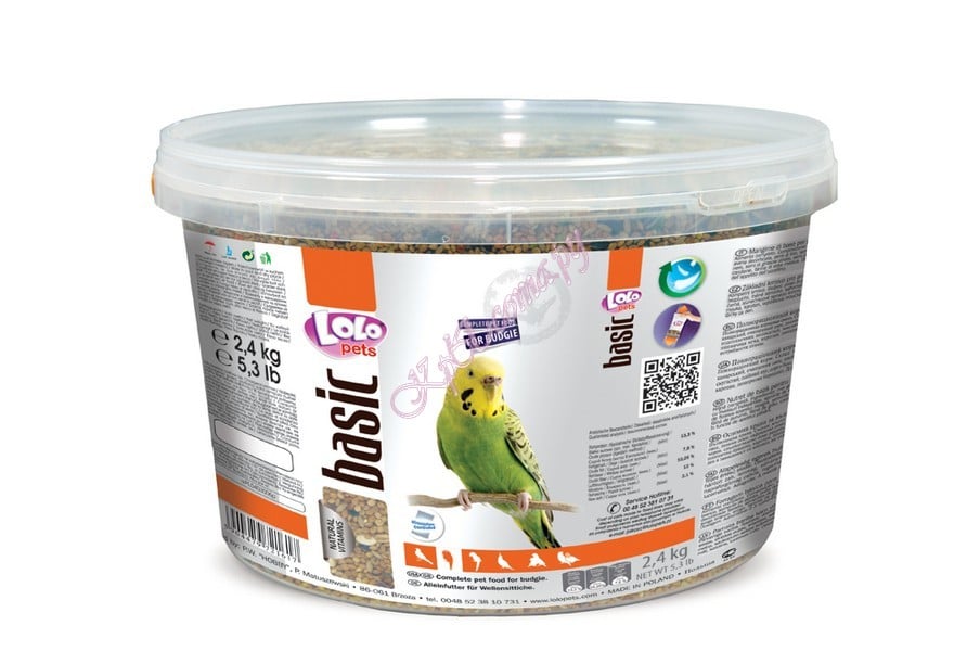 Полнорационный корм для волнистых попугаев, Ведро LoLo Pets Budgies Food Complete Bucket 2,4 кг.